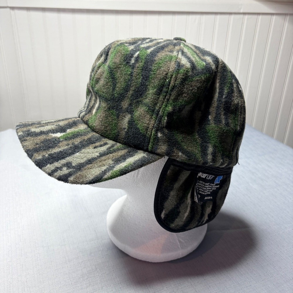 RedHead Hunting Cap One Size Green Camo Polartec Fleece Ear Flap Hat USA Made